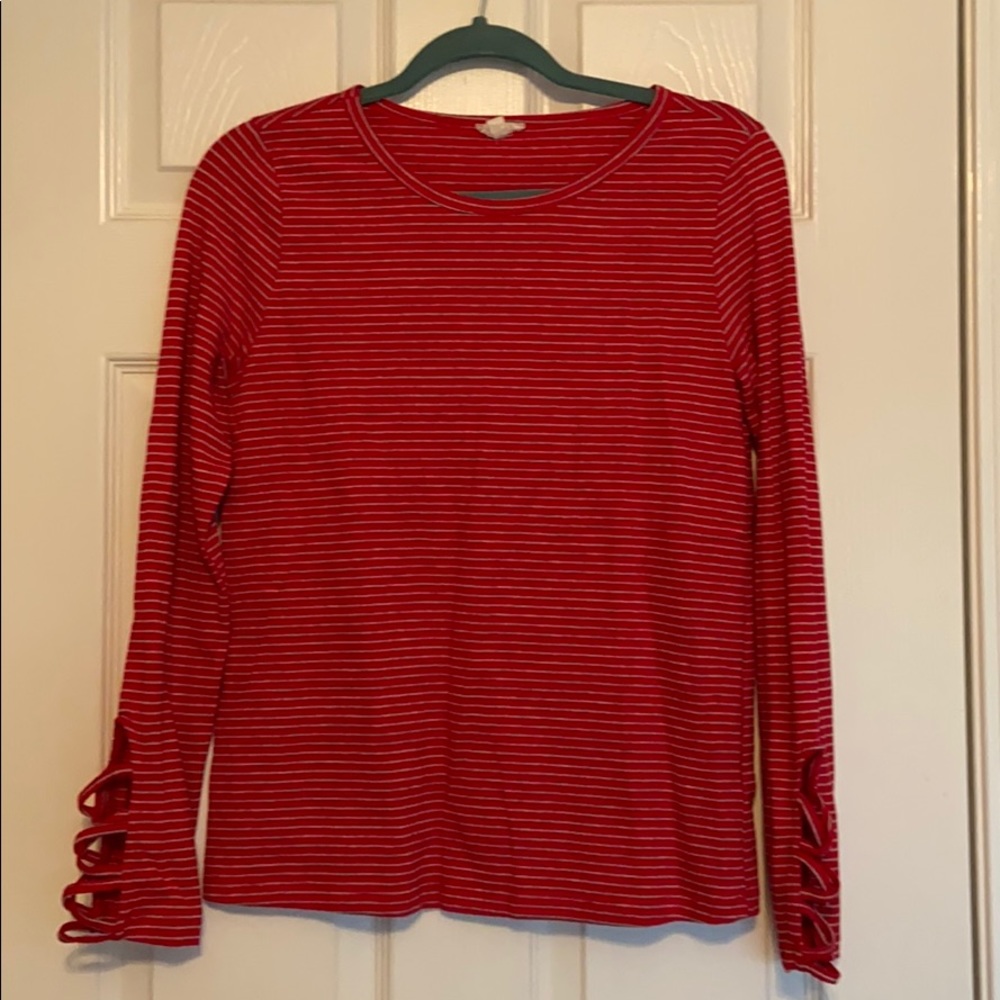 Red Striped Long Sleeve with cute wrist detail